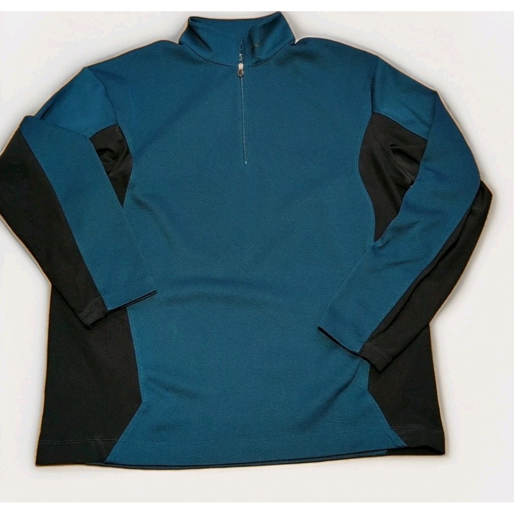 Nike Golf Dri Fit Pullover Mens Medium Blue Black 1/4 Zip Long Sleeve Stretch